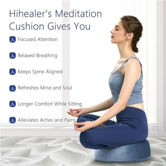 Hihealer Meditation Floor Pillow Velvet Zafu Yoga Cushion Buckwheat Support - Picture 6 of 7